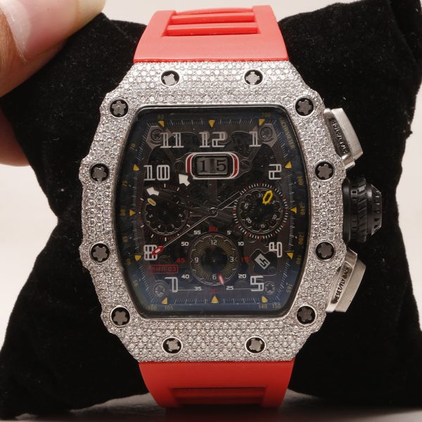 Half Iced Out Moissanite Diamond Watch Automatic Handmade Watch Swiss Watch Movement Automatic Watch For Man