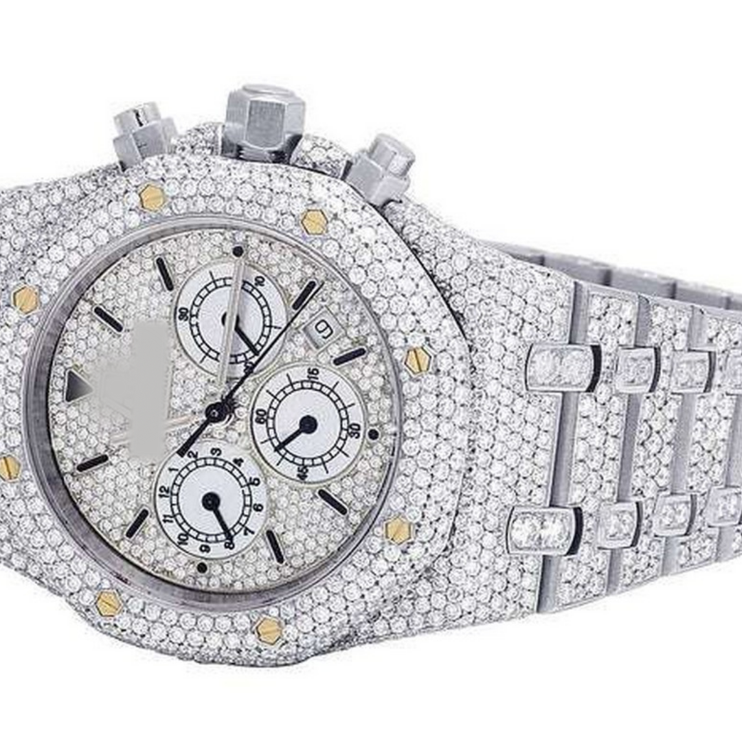 Full Iced Out VVS Diamond Men Watch, Stainless Steel All Chronograph Working 42mm Men Watch